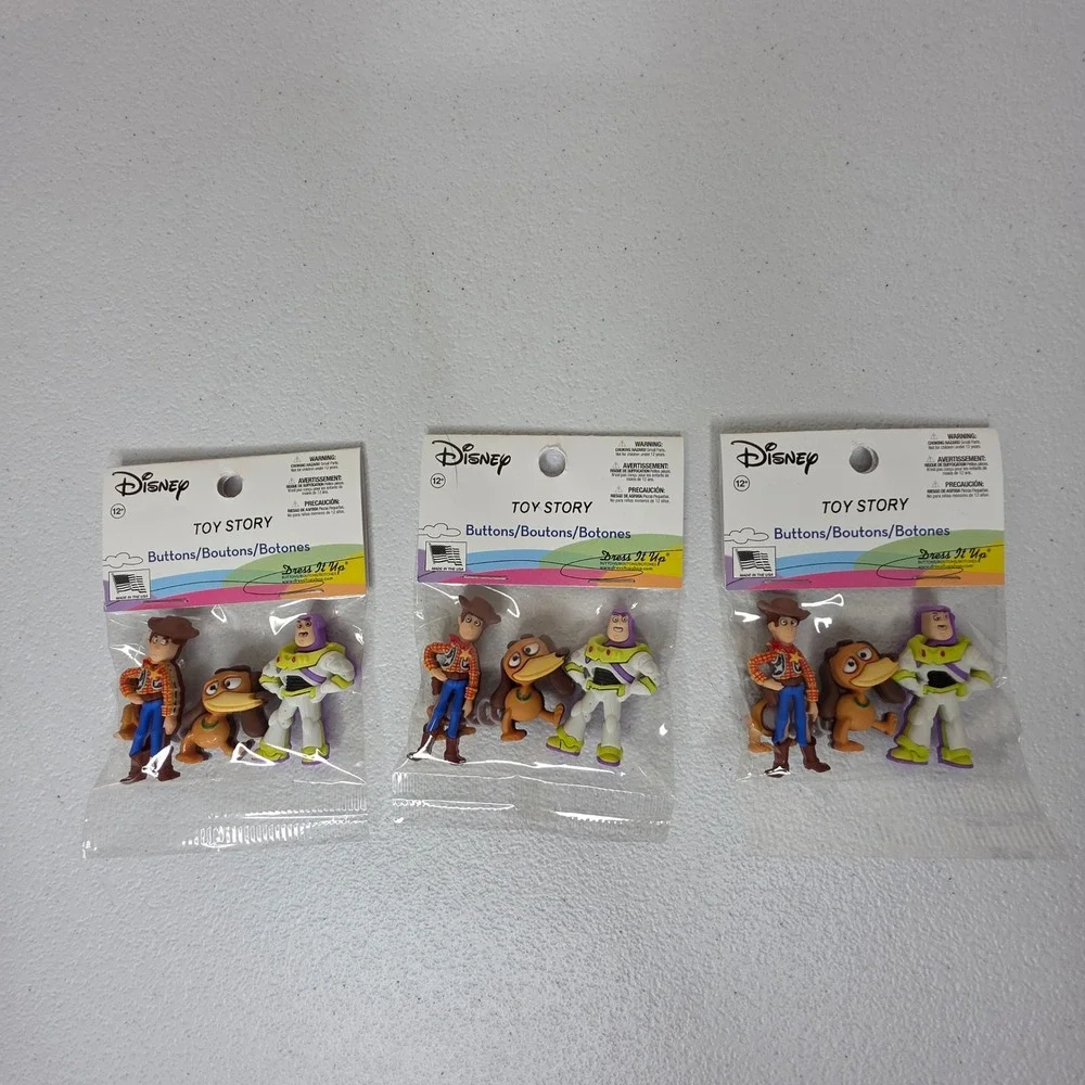 NEW Disney Dress It Up Toy Story Buttons Crafts Woody Buzz Slinky 3-Pack